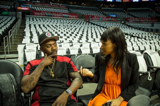 Ray J and Sequoia Blodgett talking tech at the Staples Center (Image: File)