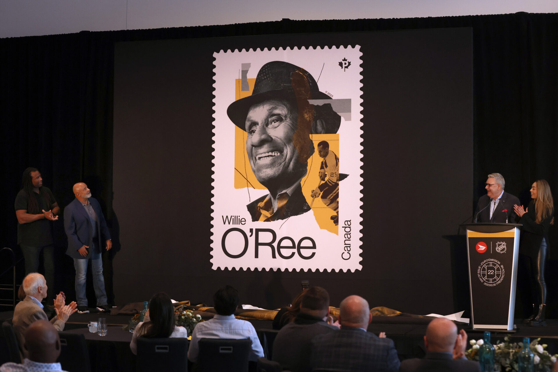 NHL, Willie O'Ree stamp design during the Canada