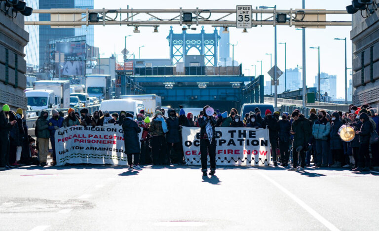 Pro-Palestinian protesters, NYC, traffic, bridges