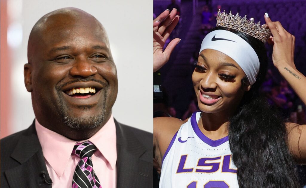 Shaquille O’Neal Escorts Angel Reese To Basketball Court For Senior Day At LSU