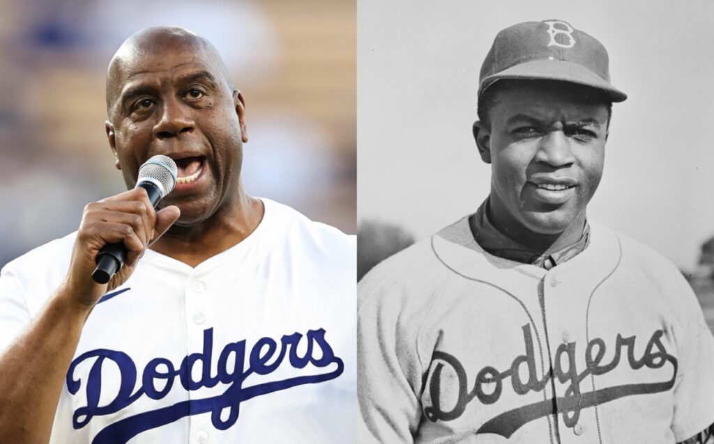 Magic Johnson Acknowledges Jackie Robinson Before Major League Baseball Tribute