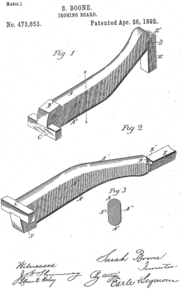 Sarah Boone, ironing board