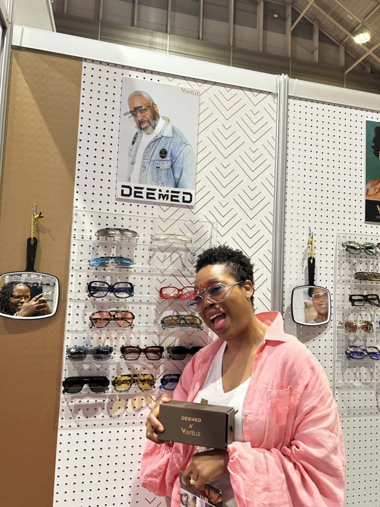 Vontélle Eyewear co-founder Tracy Green showcases one of her favorite collections—DEEMED, a nostalgic flip-up aviator line inspired by Dwayne Wayne of A Different World, created in partnership with Kadeem Hardison.